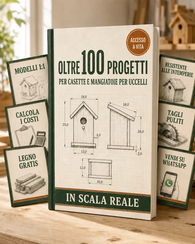 Pacchetto con oltre 100 progetti per casette e mangiatoie per uccelli